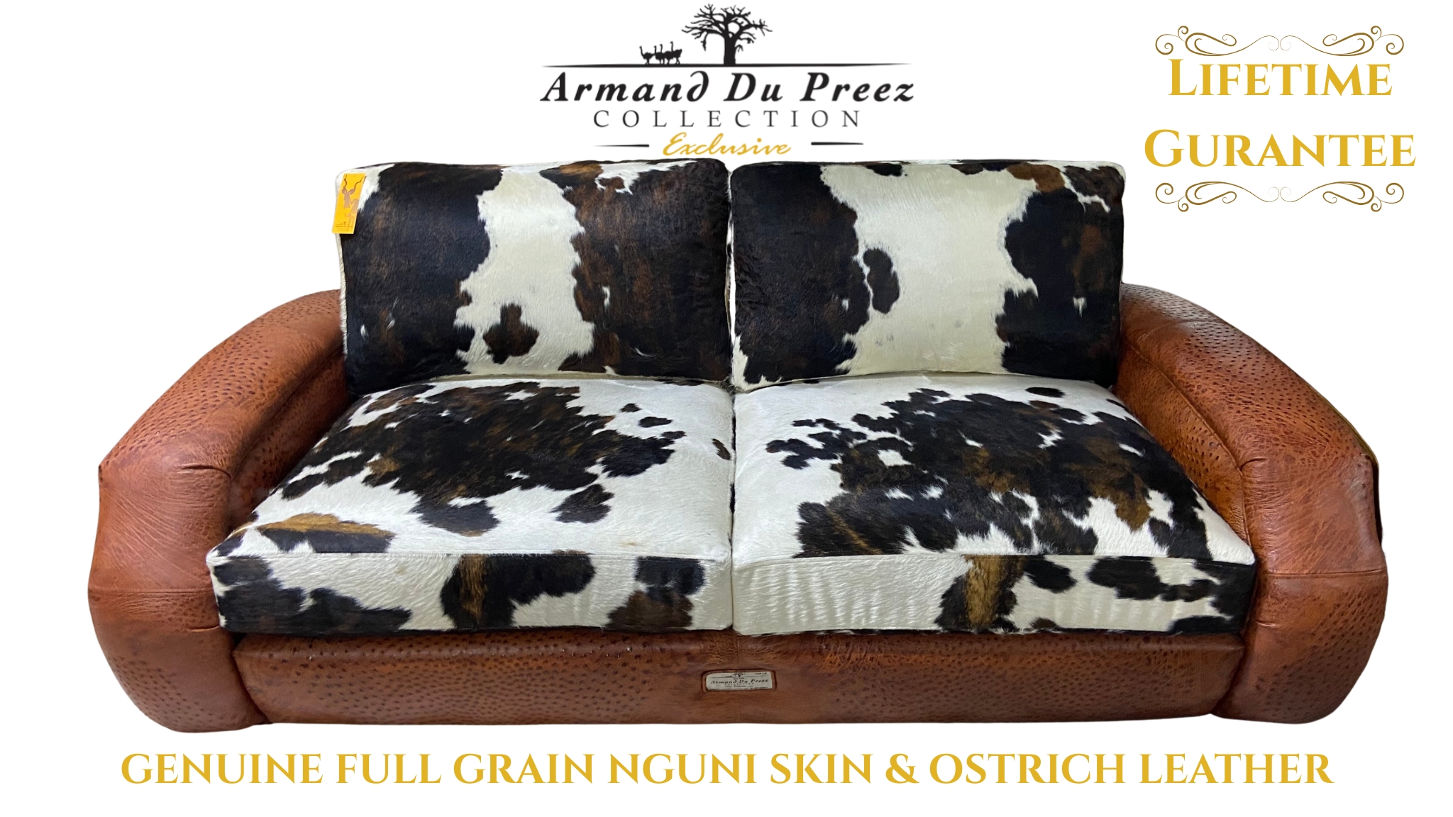 Nguni Skin-Ostrich Leather Couch